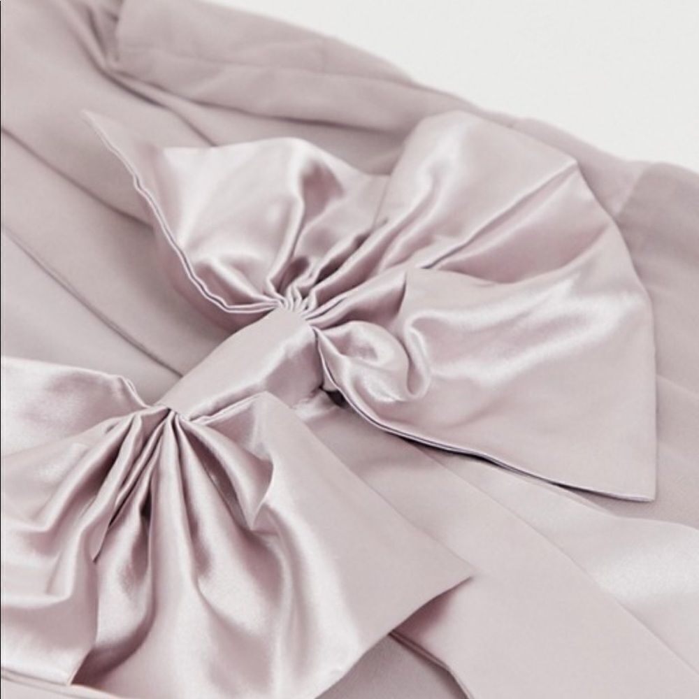 TFNC bow back maxi Bridesmaid dress in gray - Picture 4 of 8
